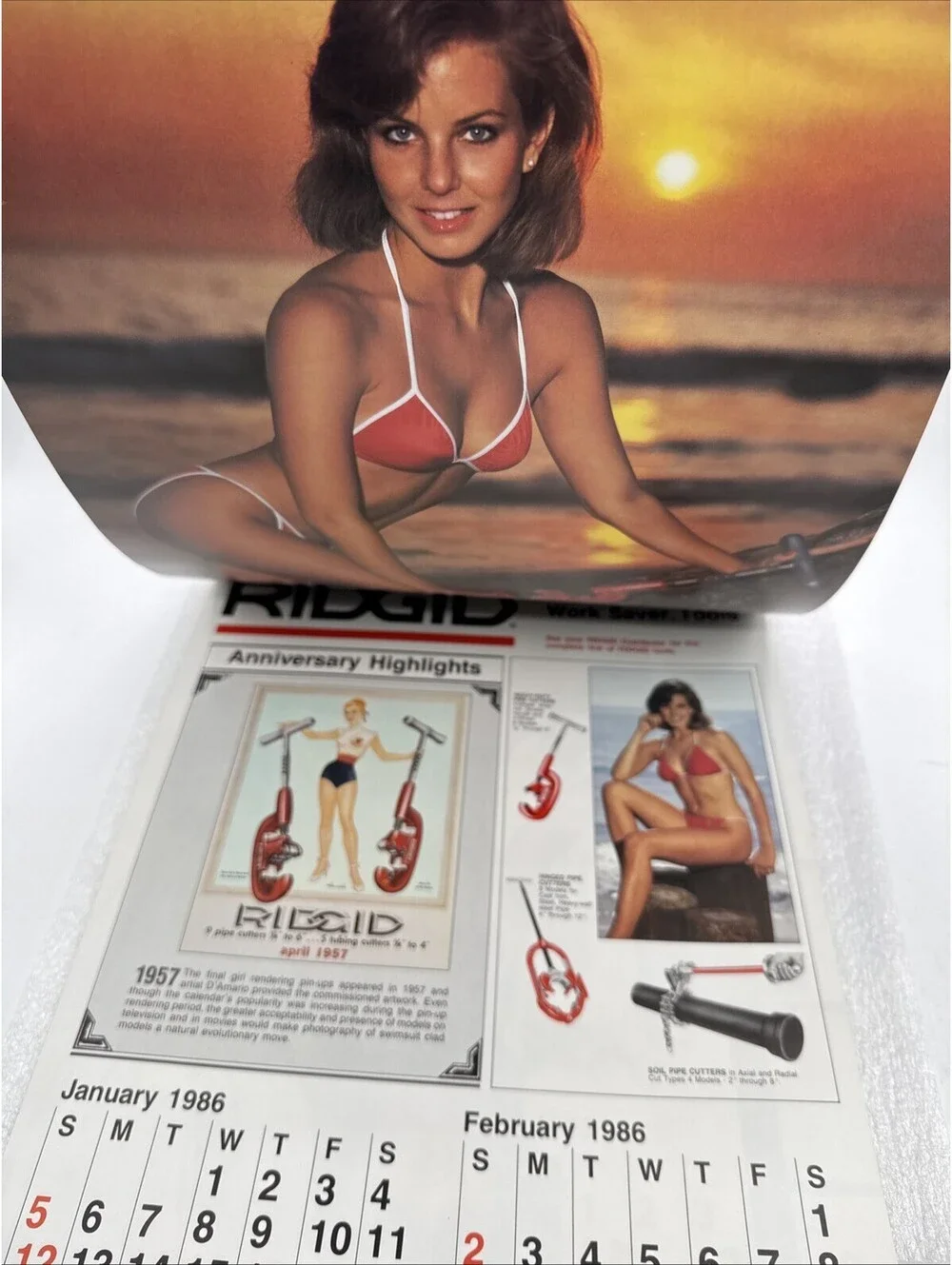 Vintage 1983-1984/1985-1986 Rigid Tools Pin-up Shop Calendars Nice Condition!